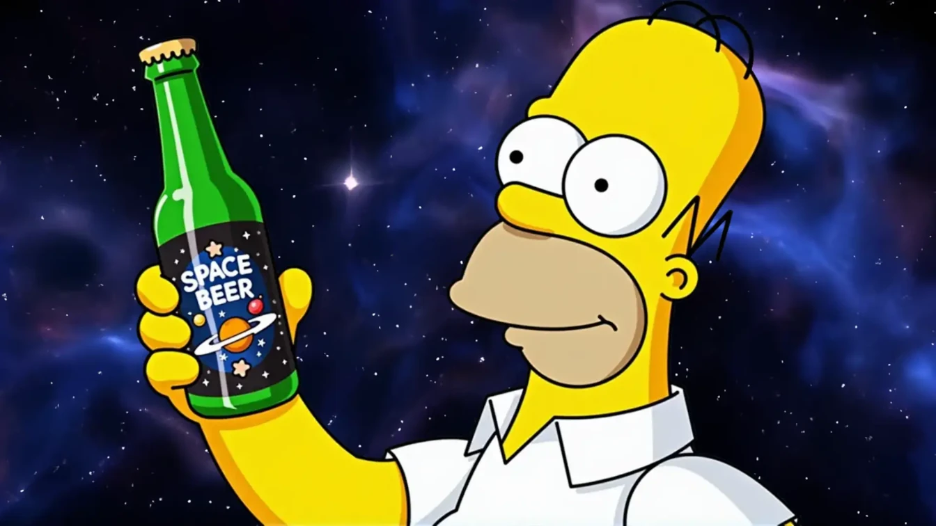 Homer cracks open a Space Beer