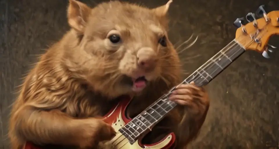 A wombat playing bass